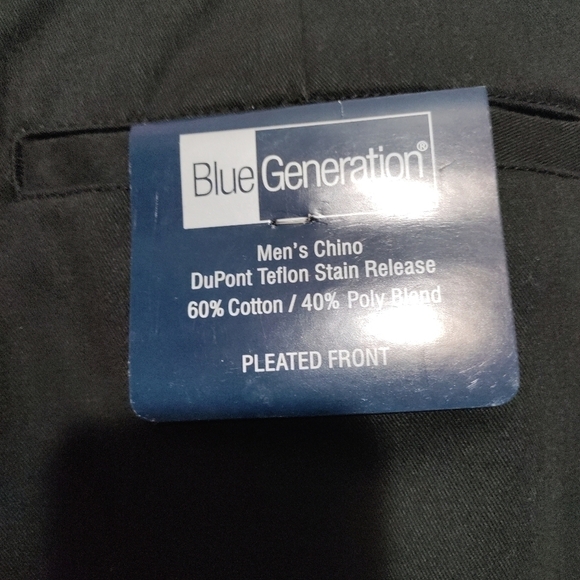 Blue Generation Mens black chino pants 42/32 NWT - Picture 4 of 7